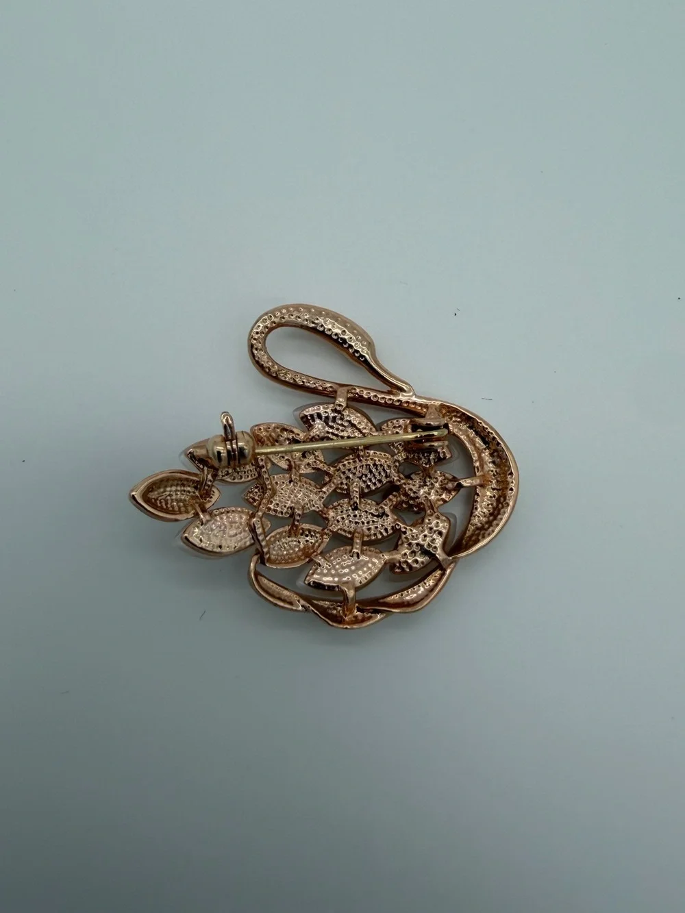 Swan Brooch with Cat Eye Stones